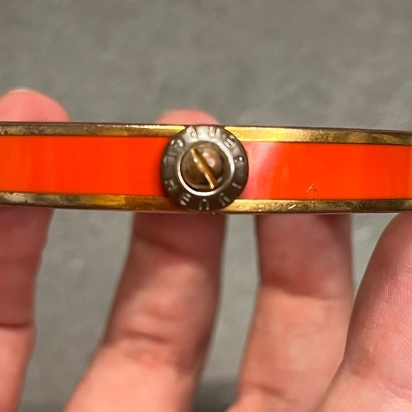 Henri Bendel Clasp Close Orange and Gold Bangle Bracelet - Picture 2 of 2